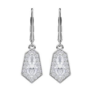 Moissanite 2.50 ctw Celestial Shield Earrings in Rhodium Over Sterling Silver