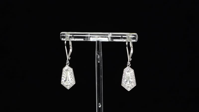 Moissanite (10x5) Fancy Earring in Rhodium Over Sterling Silver 2.50 ctw