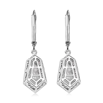 Moissanite 2.50 ctw Celestial Shield Earrings in Rhodium Over Sterling Silver