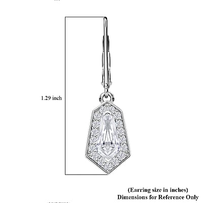 Moissanite 2.50 ctw Celestial Shield Earrings in Rhodium Over Sterling Silver