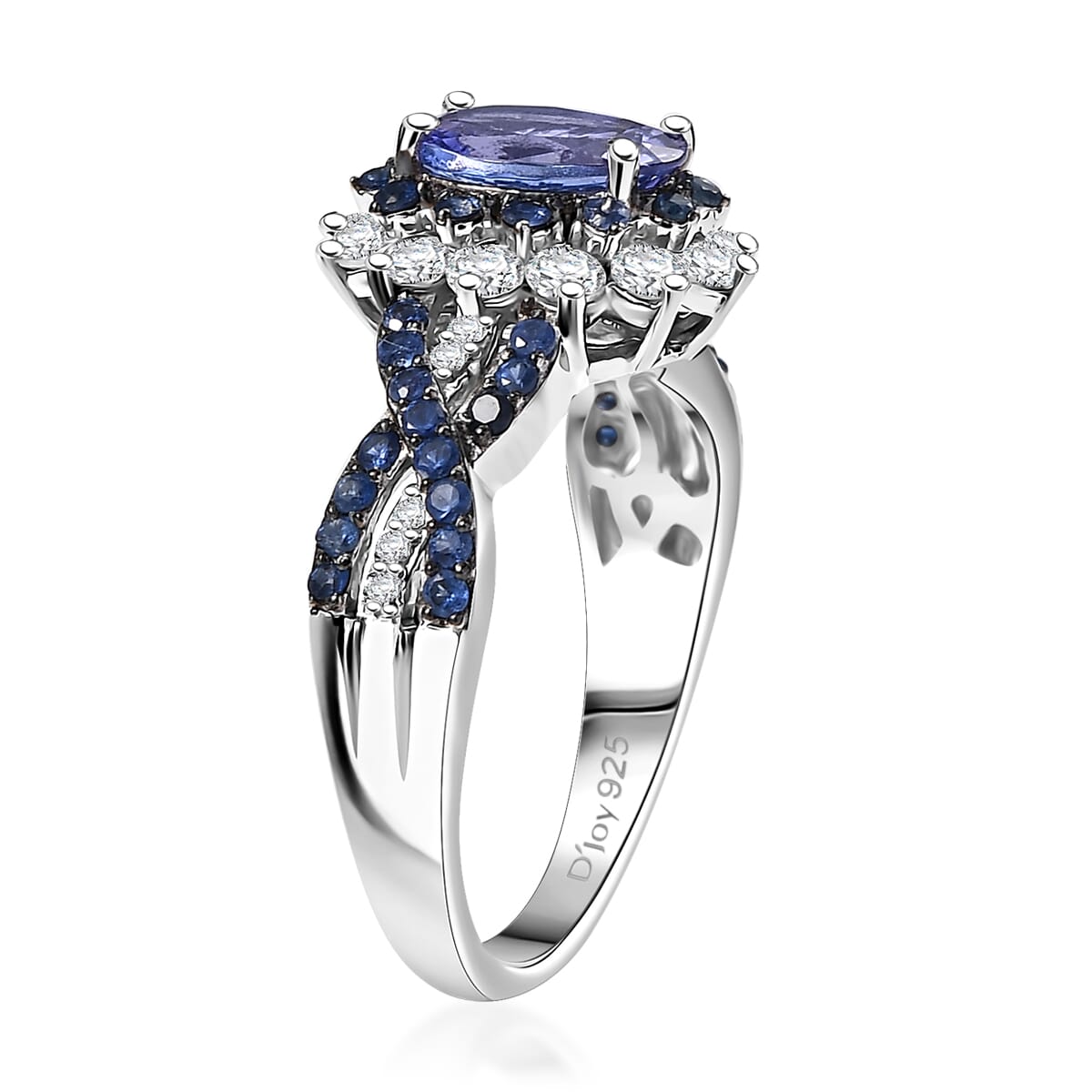Tanzanite, Multi Gemstone Sunburst Ring in Rhodium Over Sterling Silver (Size 10.0) 2.40 ctw image number 3