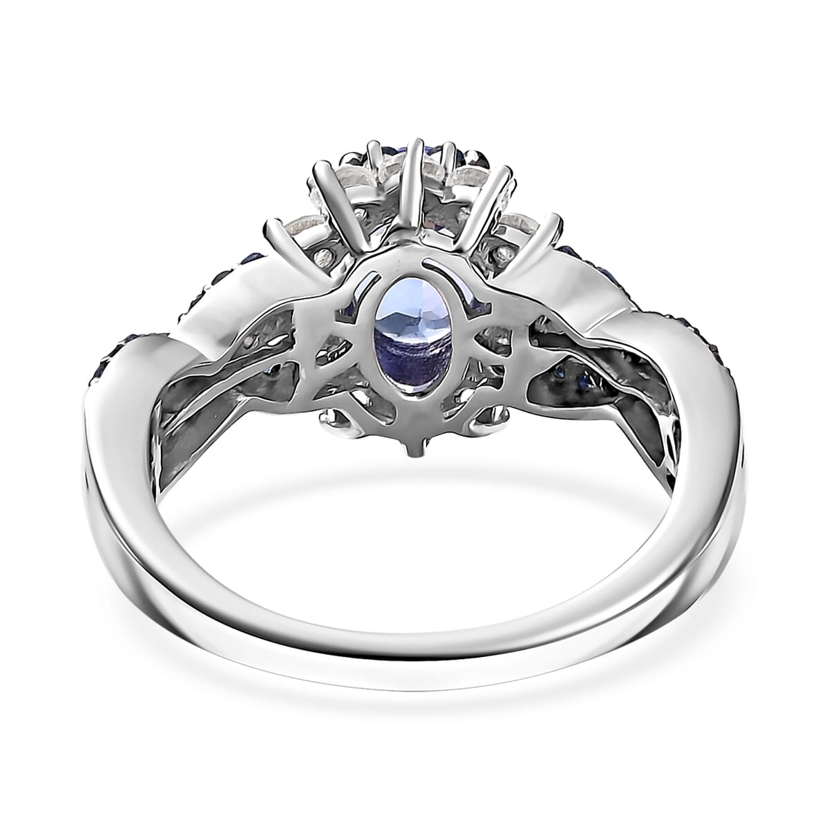 Tanzanite, Multi Gemstone Sunburst Ring in Rhodium Over Sterling Silver (Size 10.0) 2.40 ctw image number 4