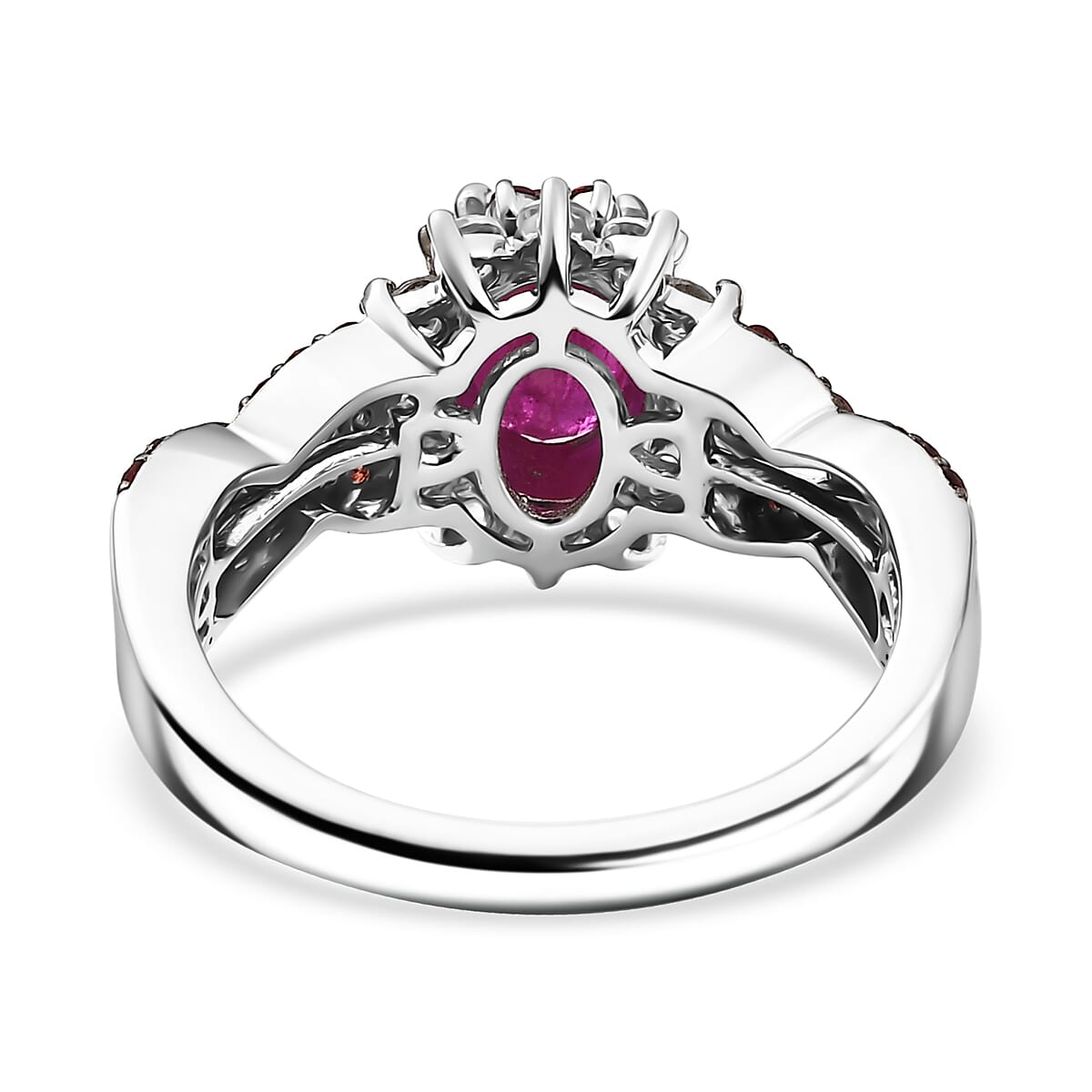 D'Joy Mozambique Ruby and Multi Gemstone 2.60 ctw Cornflower Ring in Rhodium Over Sterling Silver (Size 10.0) image number 4