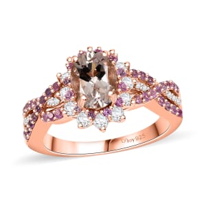 D'Joy Marropino Morganite and Multi Gemstone 2.25 ctw Cornflower Ring in Vermeil Rose Gold Over Sterling Silver (Size 10.0)