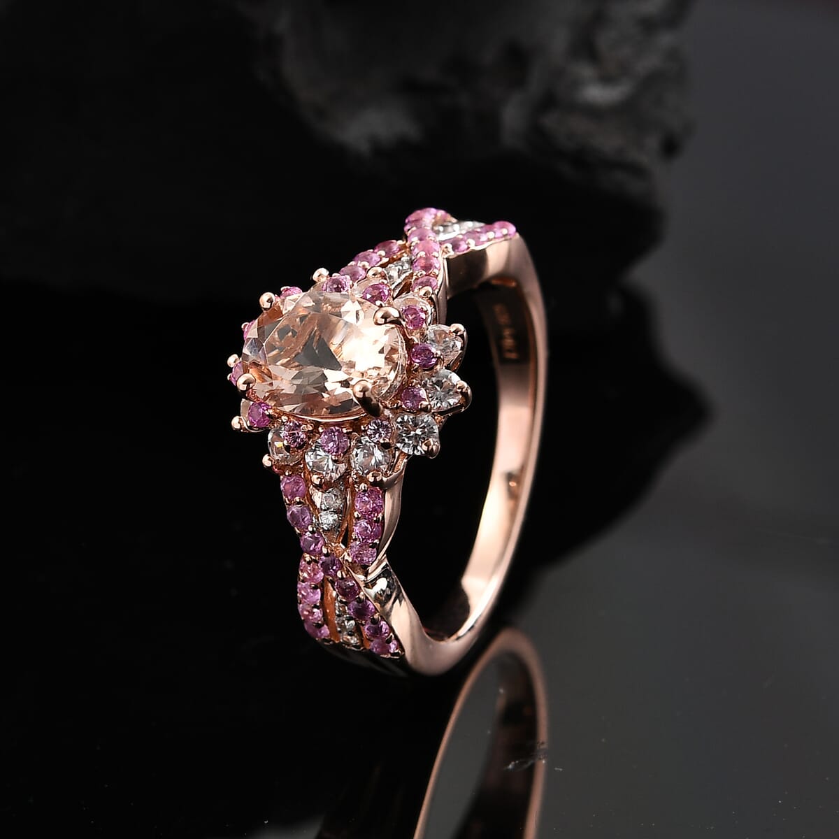 D'Joy Marropino Morganite and Multi Gemstone 2.25 ctw Cornflower Ring in Vermeil Rose Gold Over Sterling Silver (Size 10.0) image number 1