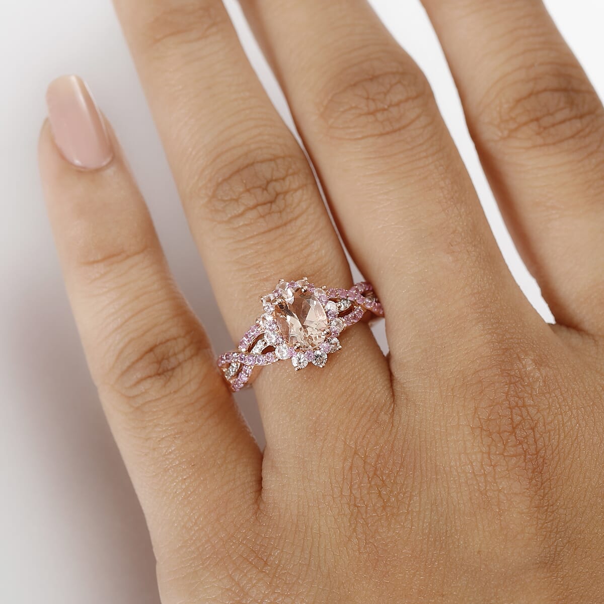 D'Joy Marropino Morganite and Multi Gemstone 2.25 ctw Cornflower Ring in Vermeil Rose Gold Over Sterling Silver (Size 10.0) image number 2