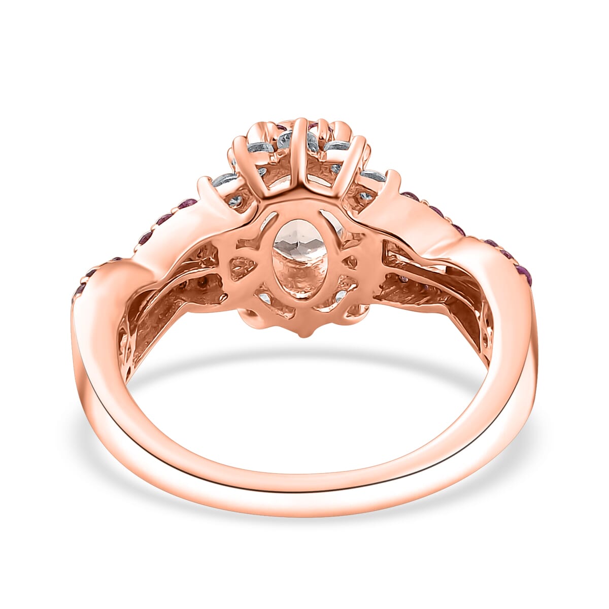 D'Joy Marropino Morganite and Multi Gemstone 2.25 ctw Cornflower Ring in Vermeil Rose Gold Over Sterling Silver (Size 10.0) image number 4