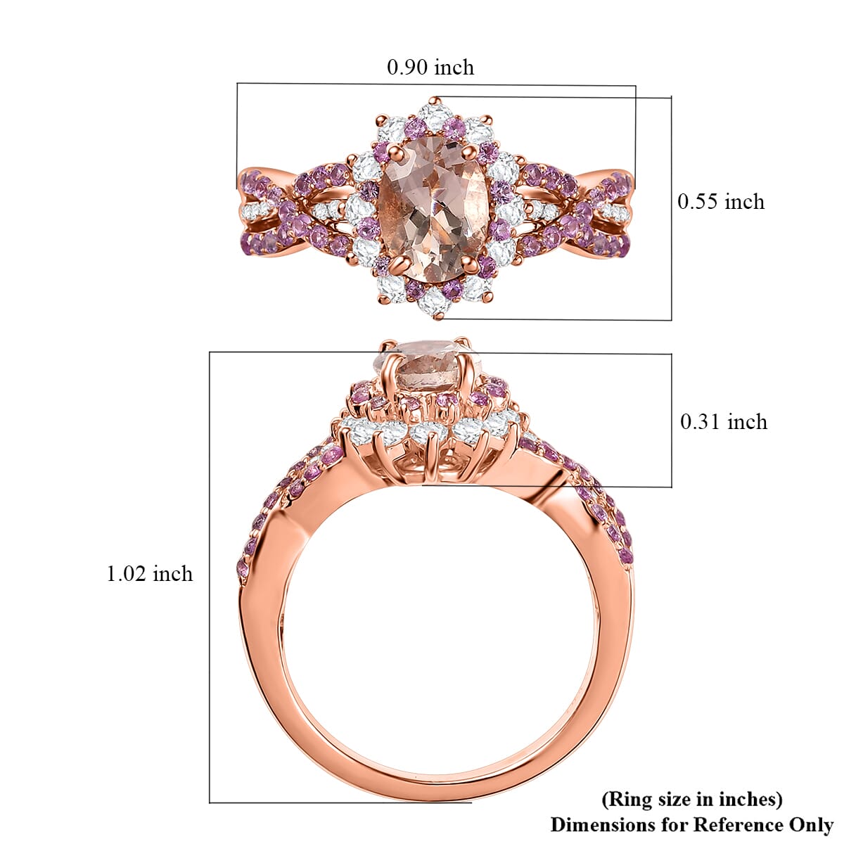 D'Joy Marropino Morganite and Multi Gemstone 2.25 ctw Cornflower Ring in Vermeil Rose Gold Over Sterling Silver (Size 10.0) image number 5