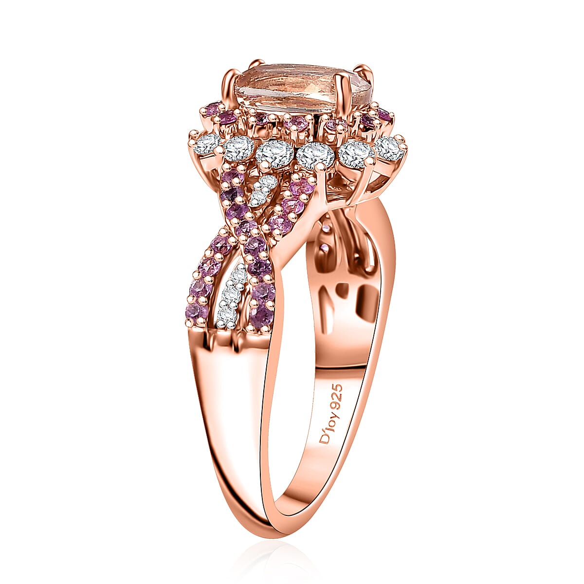D'Joy Marropino Morganite and Multi Gemstone 2.25 ctw Cornflower Ring in Vermeil Rose Gold Over Sterling Silver (Size 7.0) image number 3