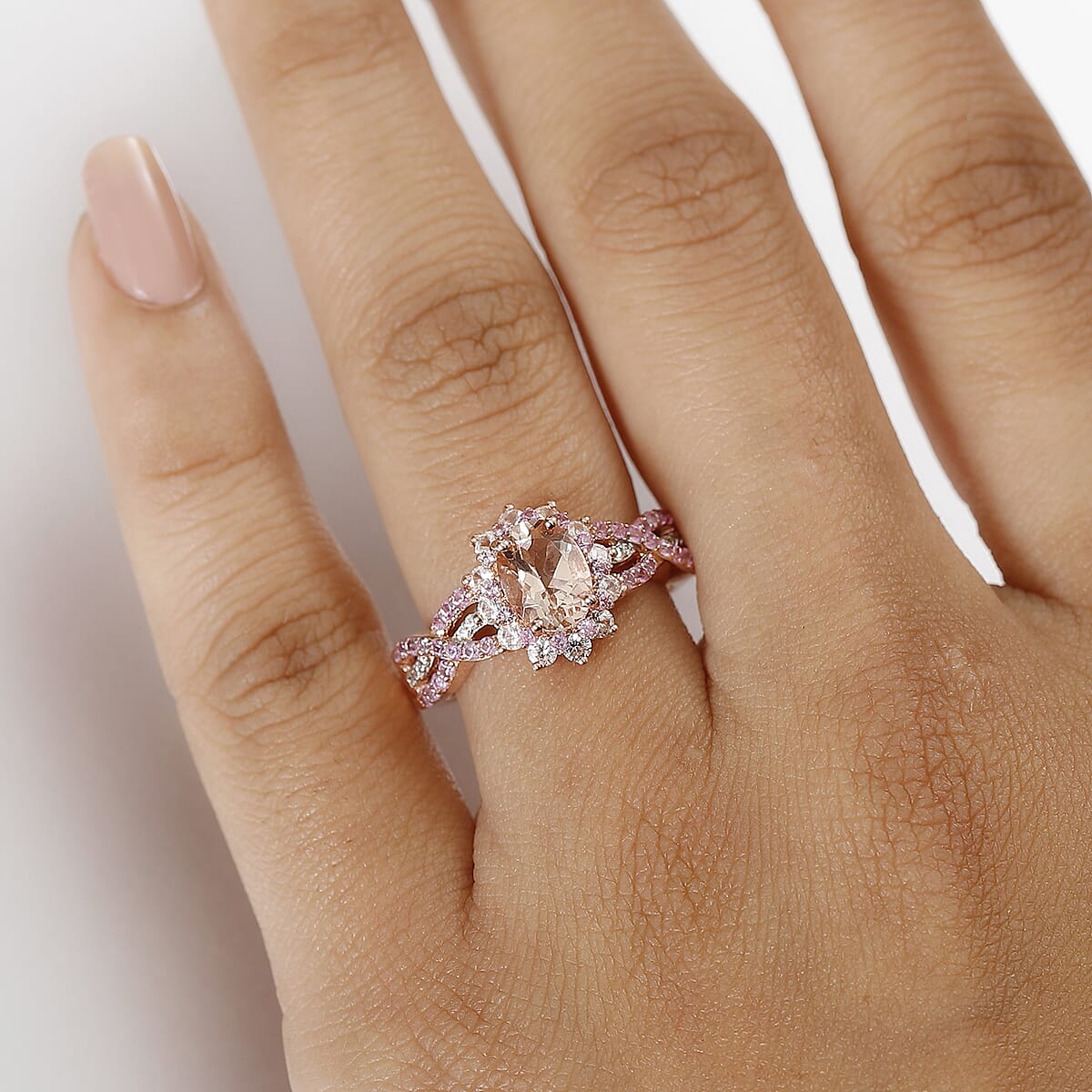 D'Joy Marropino Morganite and Multi Gemstone 2.25 ctw Cornflower Ring in Vermeil Rose Gold Over Sterling Silver (Size 9.0) image number 2