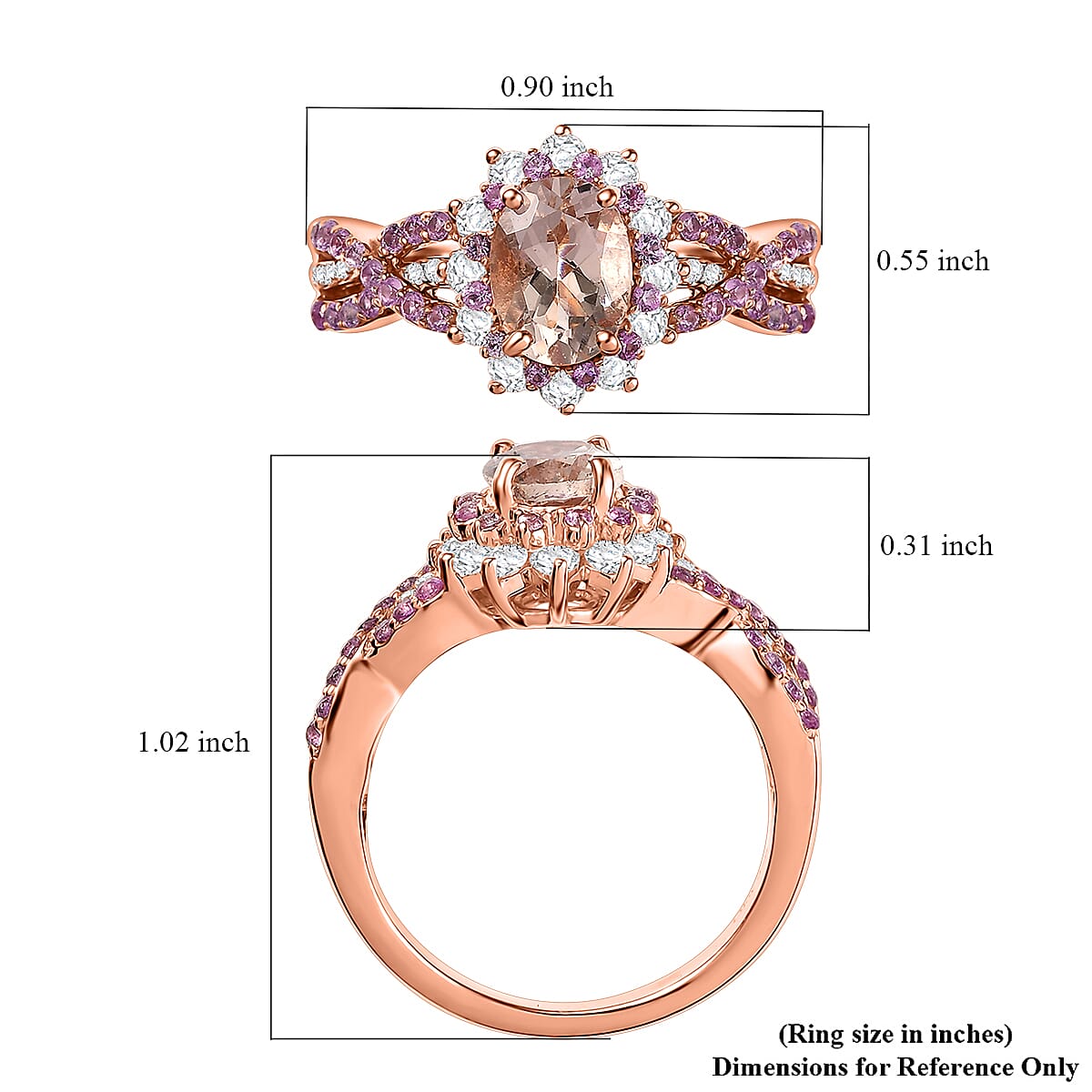 D'Joy Marropino Morganite and Multi Gemstone 2.25 ctw Cornflower Ring in Vermeil Rose Gold Over Sterling Silver (Size 9.0) image number 5