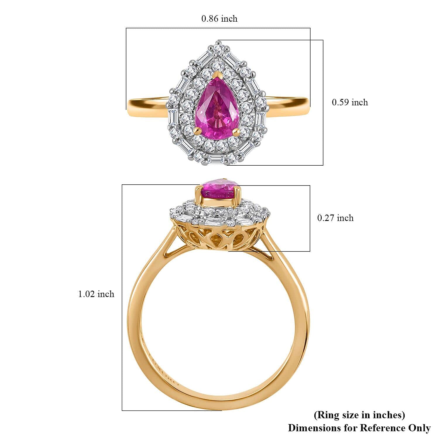 Certified & Appraised Luxoro AAA Padparadscha Sapphire and G-H I2 Diamond 1.14 ctw Ring in 14K Yellow Gold (Size 7.0)