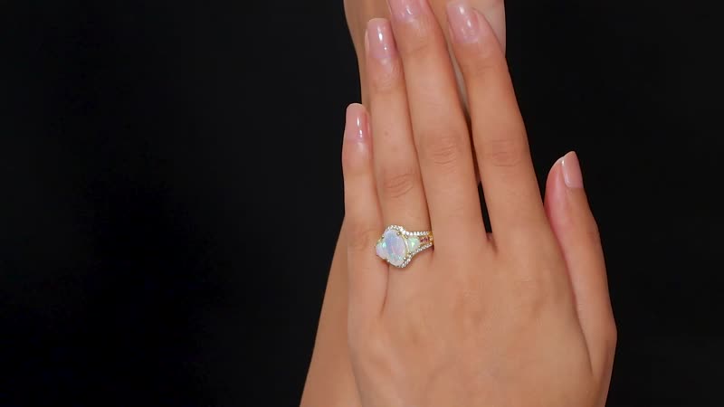 Premium Ethiopian Welo Opal and Multi Gemstone 3.30 ctw Ring in 18K Vermeil Yellow Gold Over Sterling Silver (Size 10.0)