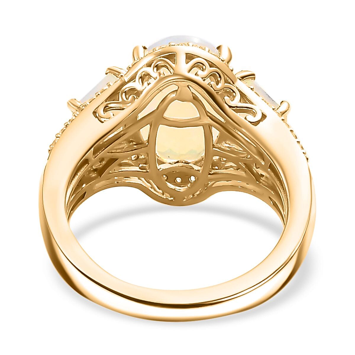 D'Joy Premium Ethiopian Welo Opal and Multi Gemstone 3.30 ctw Ethereal Radiance Ring in 18K Vermeil Yellow Gold Over Sterling Silver (Size 10.0)