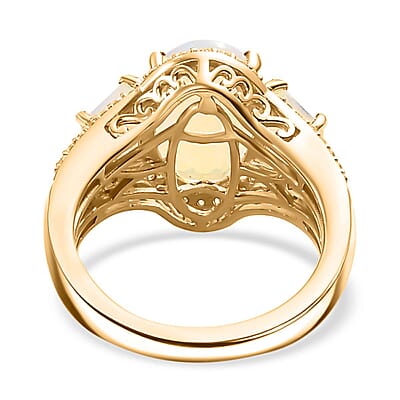 D'Joy Premium Ethiopian Welo Opal and Multi Gemstone 3.30 ctw Ethereal Radiance Ring in 18K Vermeil Yellow Gold Over Sterling Silver (Size 10.0)
