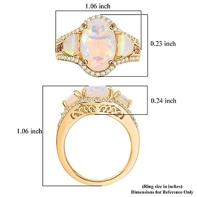 D'Joy Premium Ethiopian Welo Opal and Multi Gemstone 3.30 ctw Ethereal Radiance Ring in 18K Vermeil Yellow Gold Over Sterling Silver (Size 10.0)