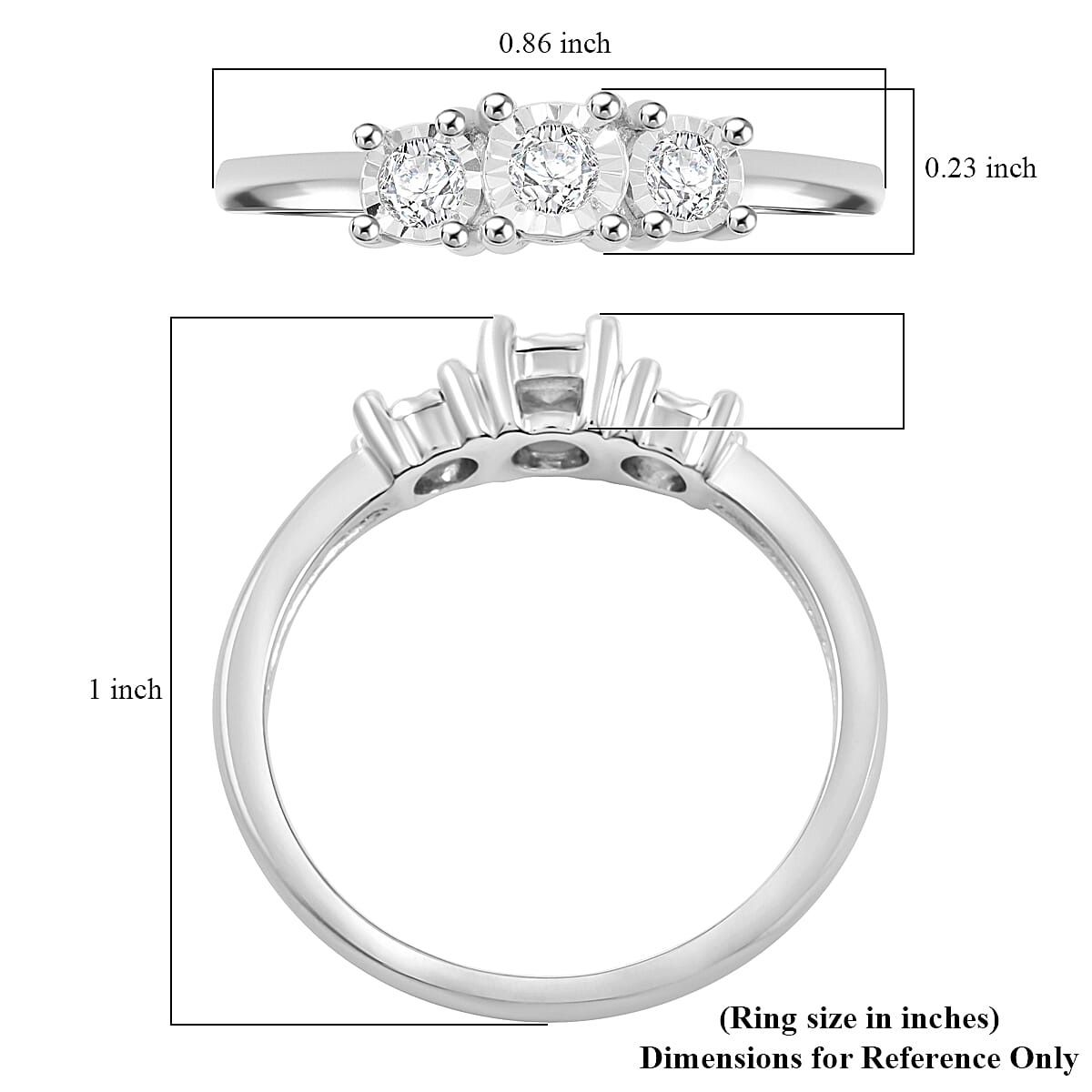 White Diamond 0.25 ctw Ring in Sterling Silver (Size 5.0)