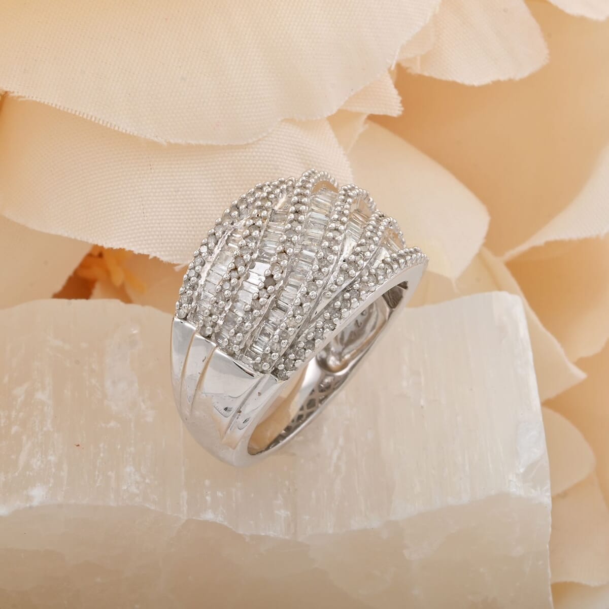 White Diamond 1.00 ctw Ring in Sterling Silver (Size 9.0) image number 1