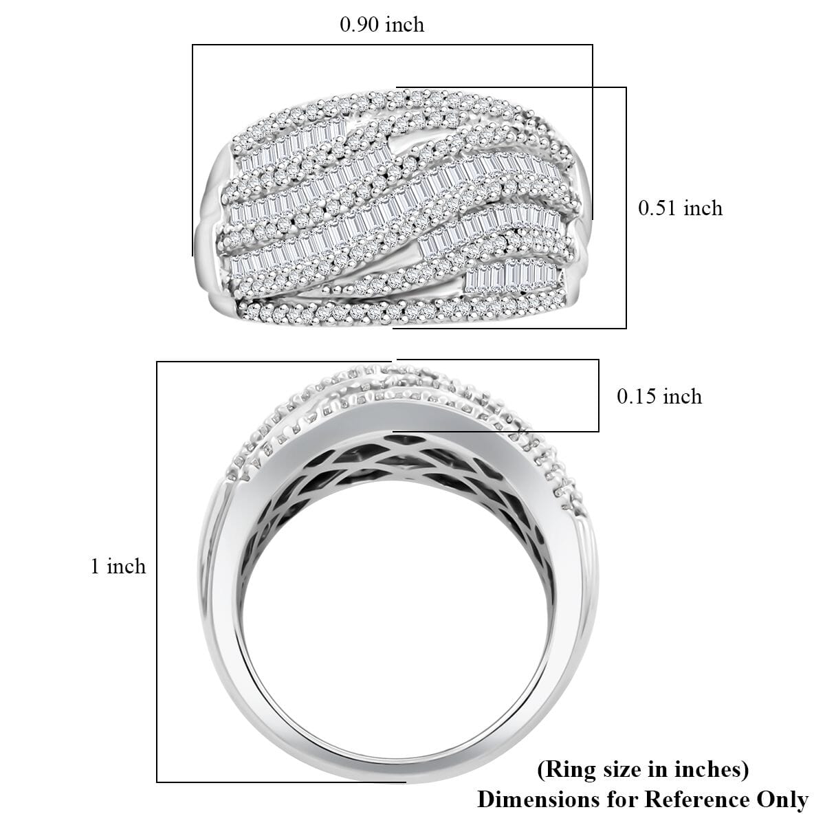 White Diamond 1.00 ctw Ring in Sterling Silver (Size 9.0) image number 5
