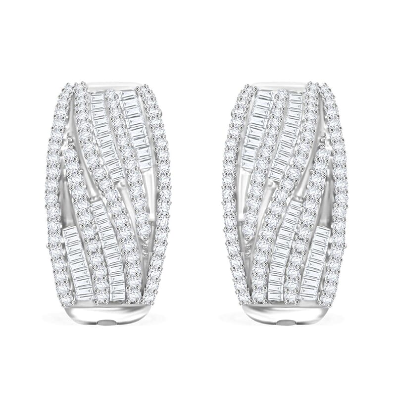 White Diamond 1.00 ctw Hoop Earrings in Sterling Silver