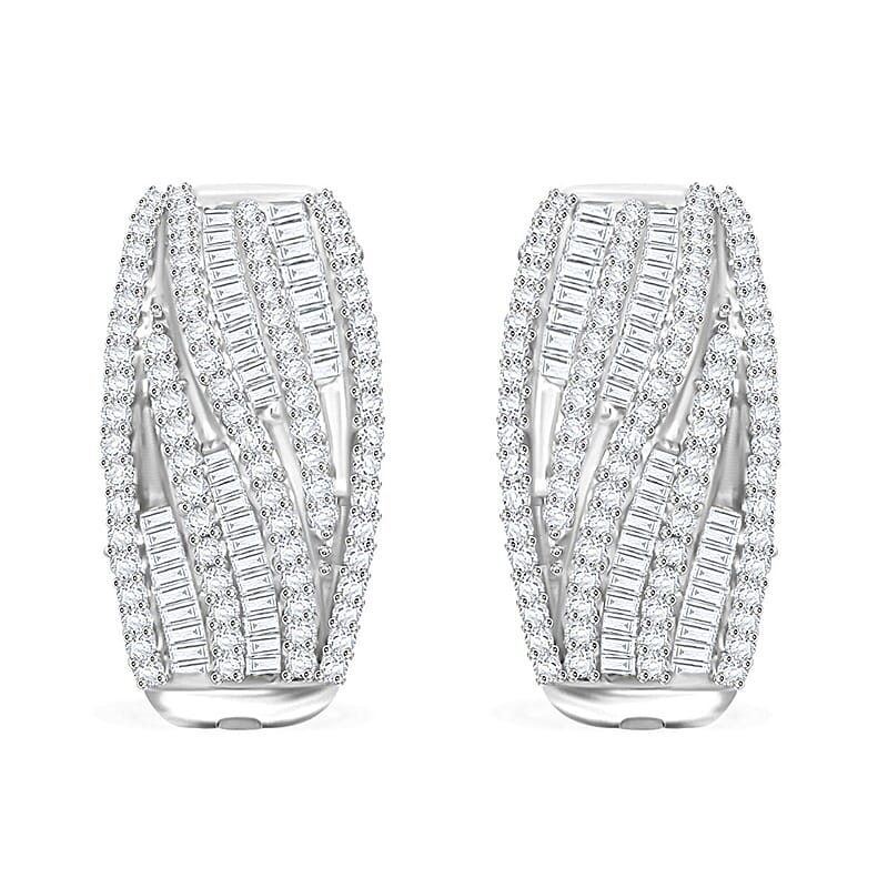 White Diamond 1.00 ctw Hoop Earrings in Sterling Silver