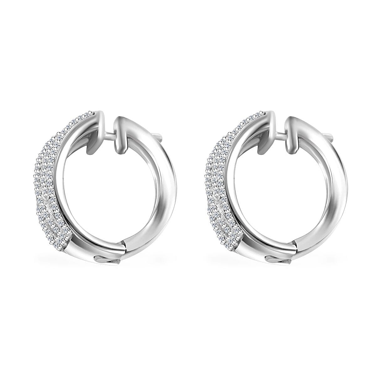 White Diamond 1.00 ctw Hoop Earrings in Sterling Silver