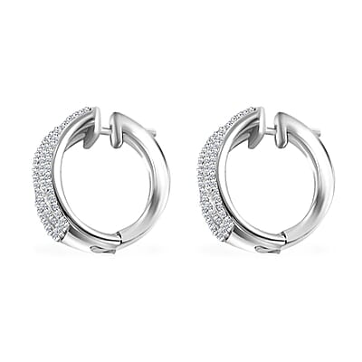 White Diamond 1.00 ctw Hoop Earrings in Sterling Silver
