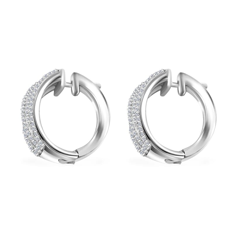 White Diamond 1.00 ctw Hoop Earrings in Sterling Silver