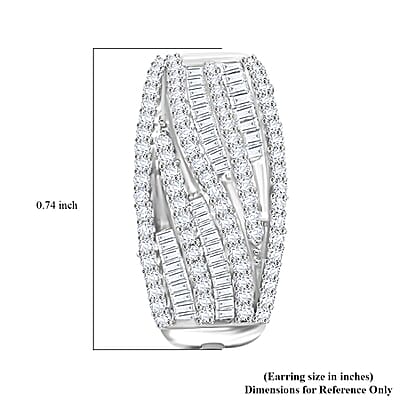 White Diamond 1.00 ctw Hoop Earrings in Sterling Silver
