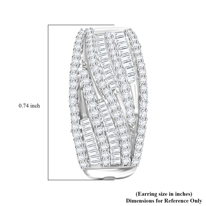 White Diamond 1.00 ctw Hoop Earrings in Sterling Silver