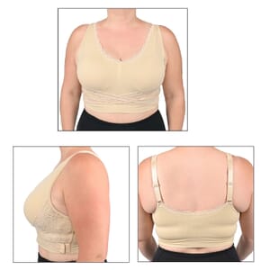 Closeout Cara Mia Lace Criss Cross Bras - 3 pack (Size - 1X, Nude)