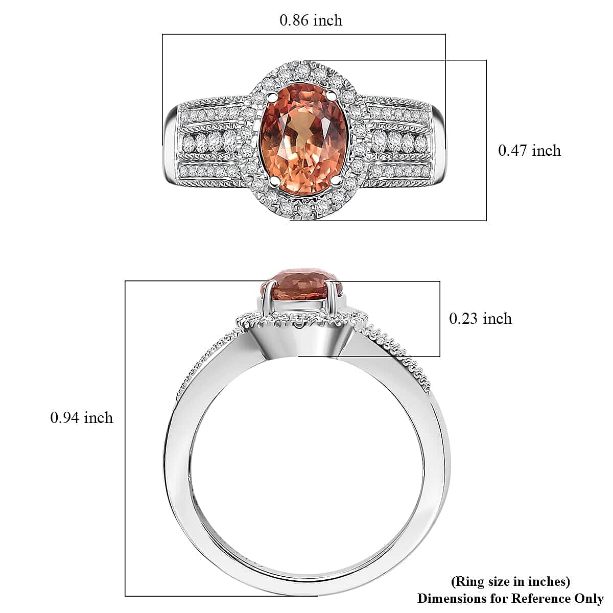 Luxoro 14K White Gold AAA Padparadscha Sapphire (BT), Diamond (E-F, VS2) (0.40 cts) Ring (Size 10.0) (5.25 g) 1.80 ctw