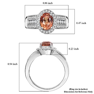 Luxoro 14K White Gold AAA Padparadscha Sapphire (BT), Diamond (E-F, VS2) (0.40 cts) Ring (Size 10.0) (5.25 g) 1.80 ctw