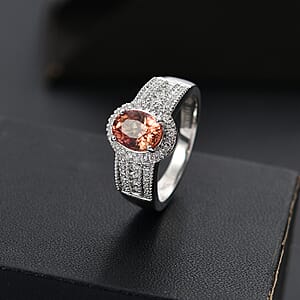 Luxoro AAA Padparadscha Sapphire (BT) and VS2 Diamond 1.80 ctw Ring in 14K White Gold (Size 6.0) 5.25 Grams