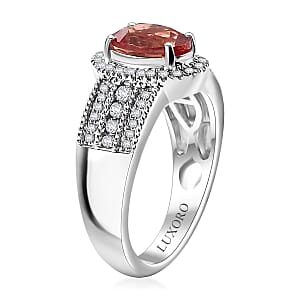 Luxoro AAA Padparadscha Sapphire (BT) and VS2 Diamond 1.80 ctw Ring in 14K White Gold (Size 8.0) 5.25 Grams