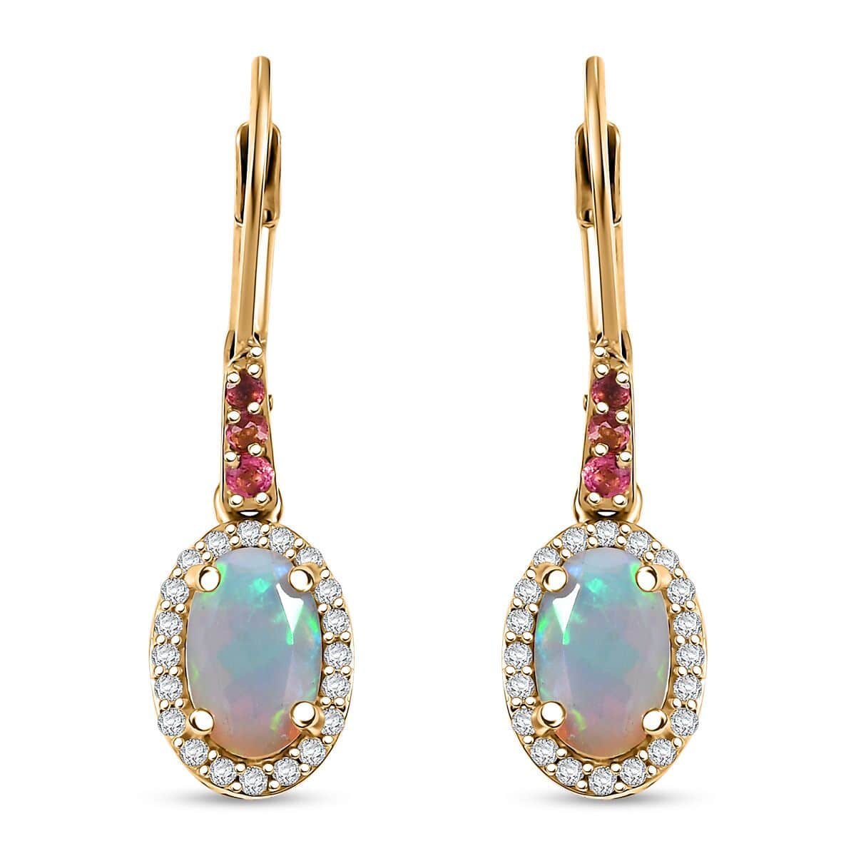 Premium Ethiopian Welo Opal and Multi Gemstone 1.90 ctw Ethereal Radiance Earrings in 18K Vermeil Yellow Gold Over Sterling Silver image number 0