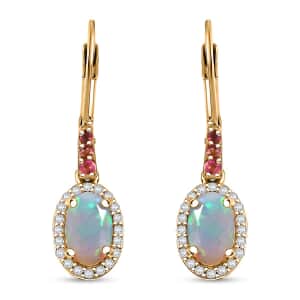 Premium Ethiopian Welo Opal and Multi Gemstone 1.90 ctw Ethereal Radiance Earrings in 18K Vermeil Yellow Gold Over Sterling Silver