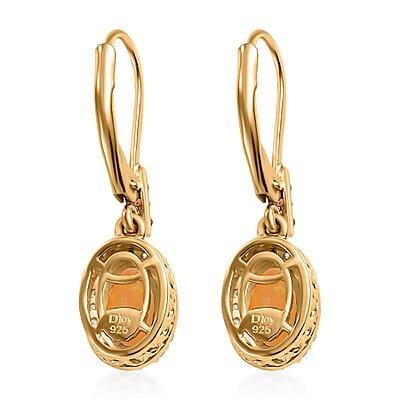 Premium Ethiopian Welo Opal and Multi Gemstone 1.90 ctw Ethereal Radiance Earrings in 18K Vermeil Yellow Gold Over Sterling Silver