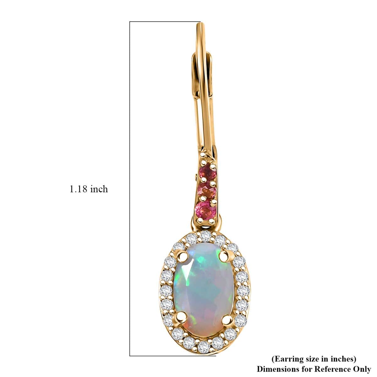 Premium Ethiopian Welo Opal and Multi Gemstone 1.90 ctw Ethereal Radiance Earrings in 18K Vermeil Yellow Gold Over Sterling Silver image number 4