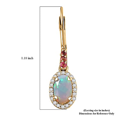 Premium Ethiopian Welo Opal and Multi Gemstone 1.90 ctw Ethereal Radiance Earrings in 18K Vermeil Yellow Gold Over Sterling Silver