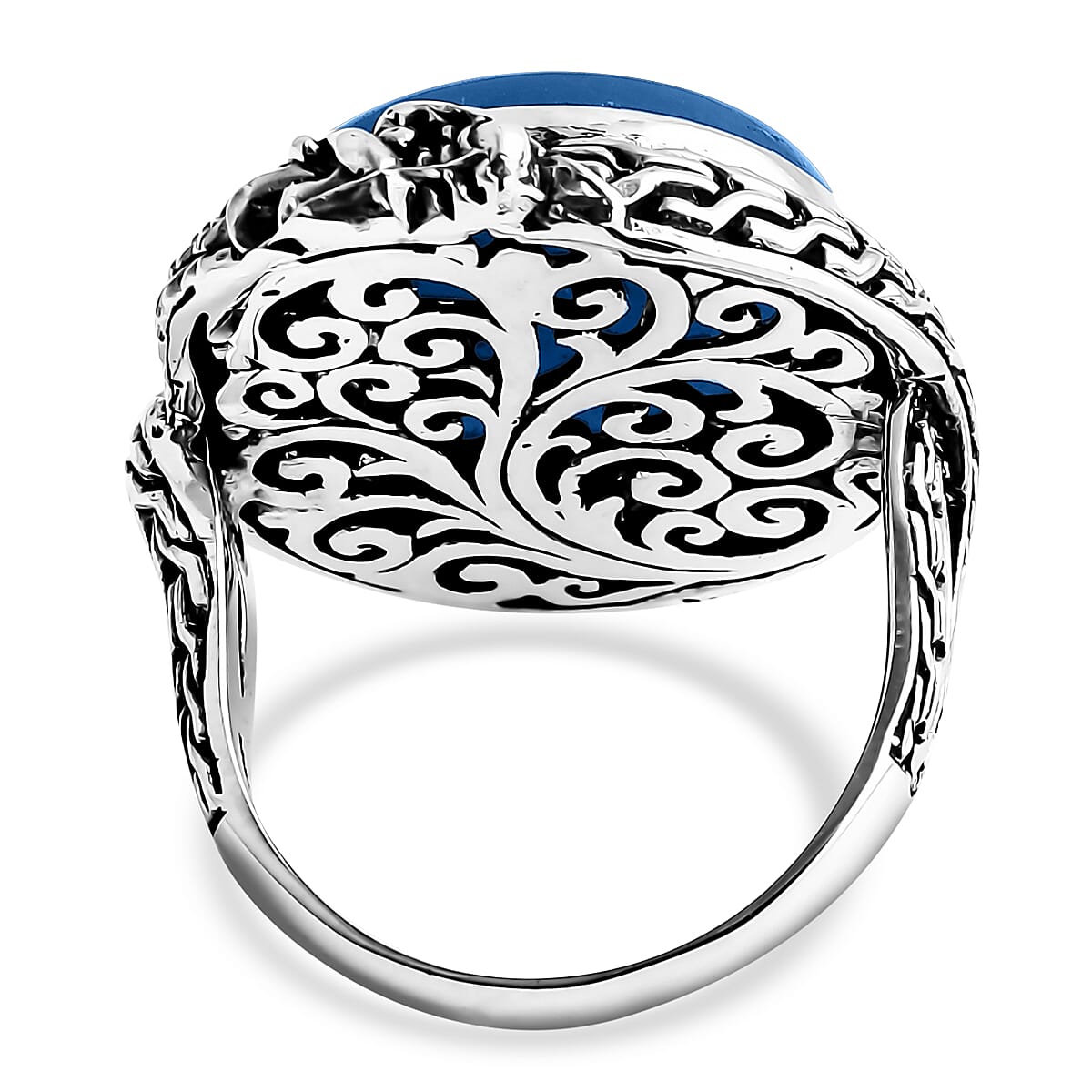 D'Joy Bali Legacy Blue Jade (D) 17.80 ctw Dragon Ring in Sterling Silver (Size 9.0) image number 4
