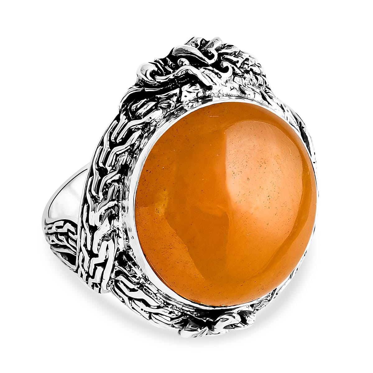 D'Joy Bali Legacy Yellow Jade (D) 17.60 ctw Dragon Ring in Sterling Silver (Size 7.0) image number 0