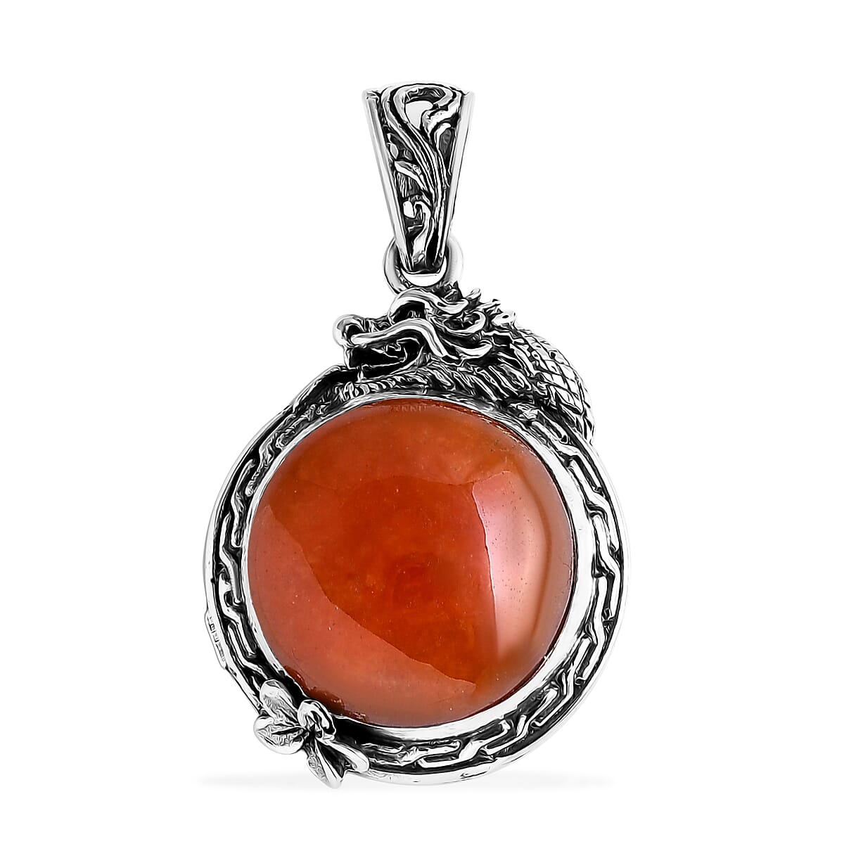 D'Joy Bali Legacy Red Jade (D) 18.50 ctw Dragon Pendant without Chain in Sterling Silver image number 0