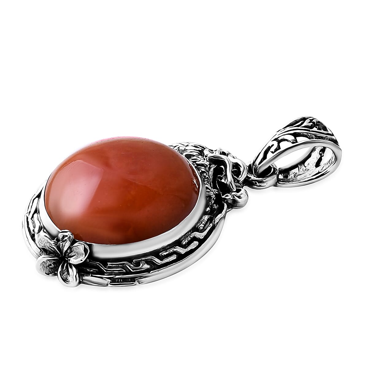 D'Joy Bali Legacy Red Jade (D) 18.50 ctw Dragon Pendant without Chain in Sterling Silver image number 3
