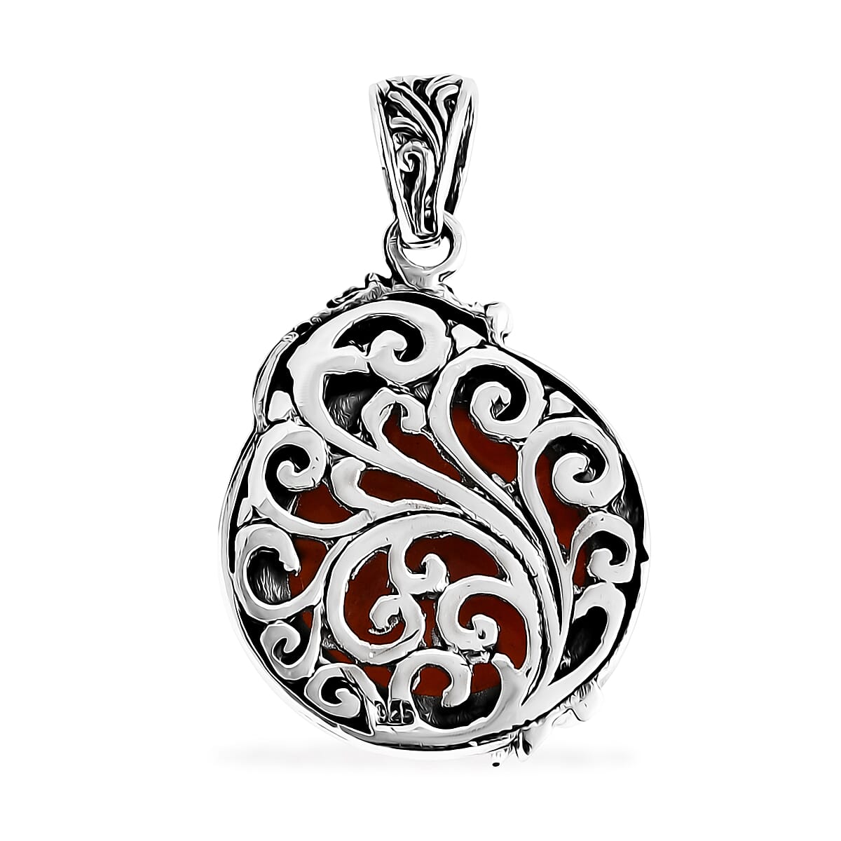 D'Joy Bali Legacy Red Jade (D) 18.50 ctw Dragon Pendant without Chain in Sterling Silver image number 4