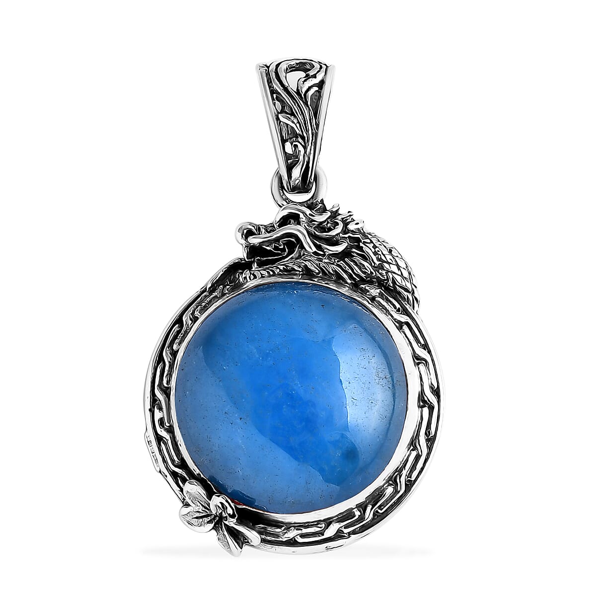 D'Joy Bali Legacy Blue Jade (D) 17.85 ctw Dragon Pendant without Chain in Sterling Silver image number 0