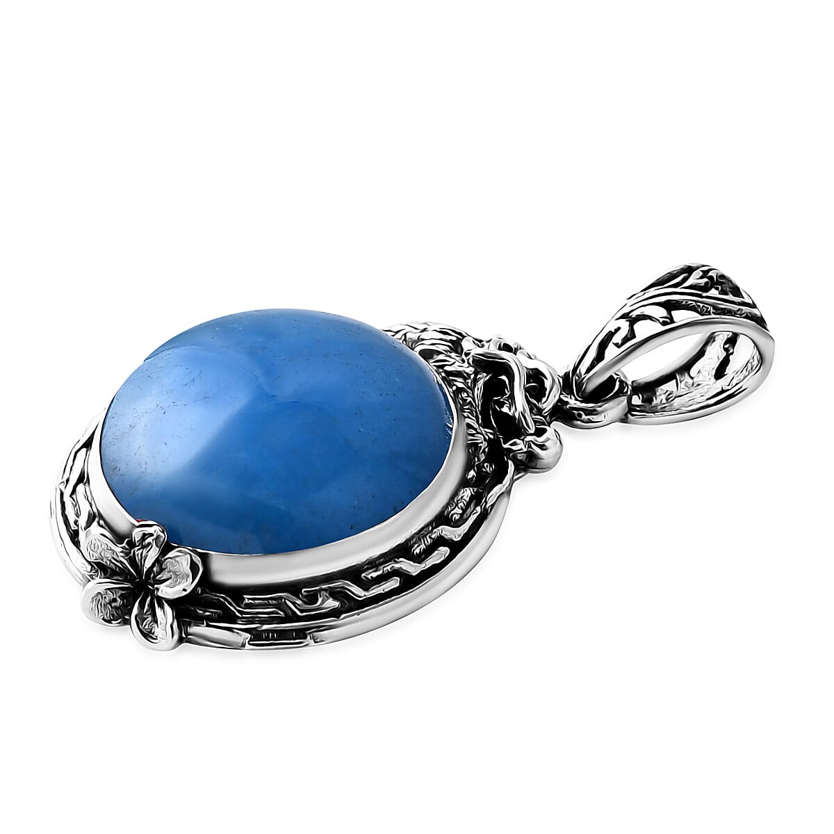 D'Joy Bali Legacy Blue Jade (D) 17.85 ctw Dragon Pendant without Chain in Sterling Silver image number 3