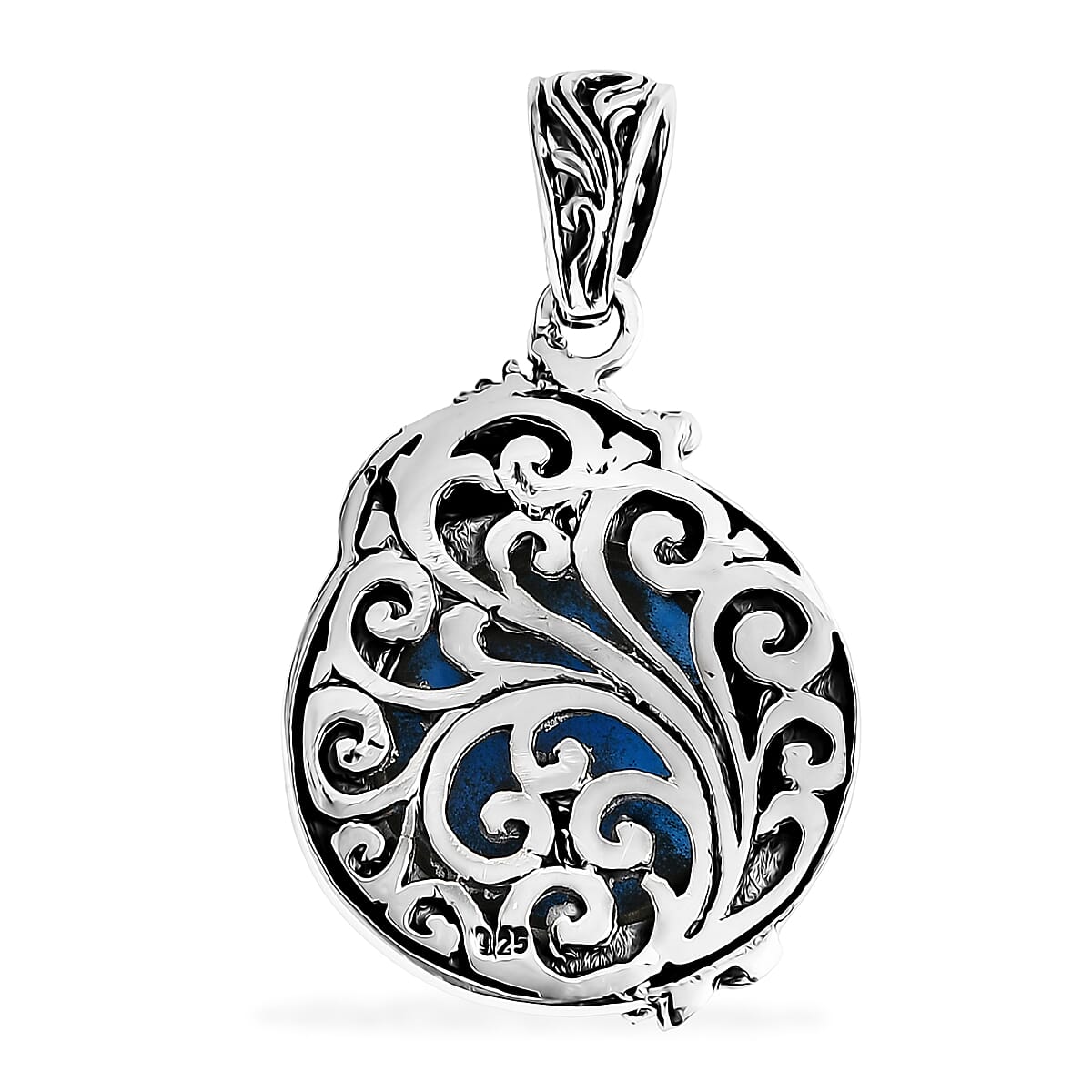 D'Joy Bali Legacy Blue Jade (D) 17.85 ctw Dragon Pendant without Chain in Sterling Silver image number 4