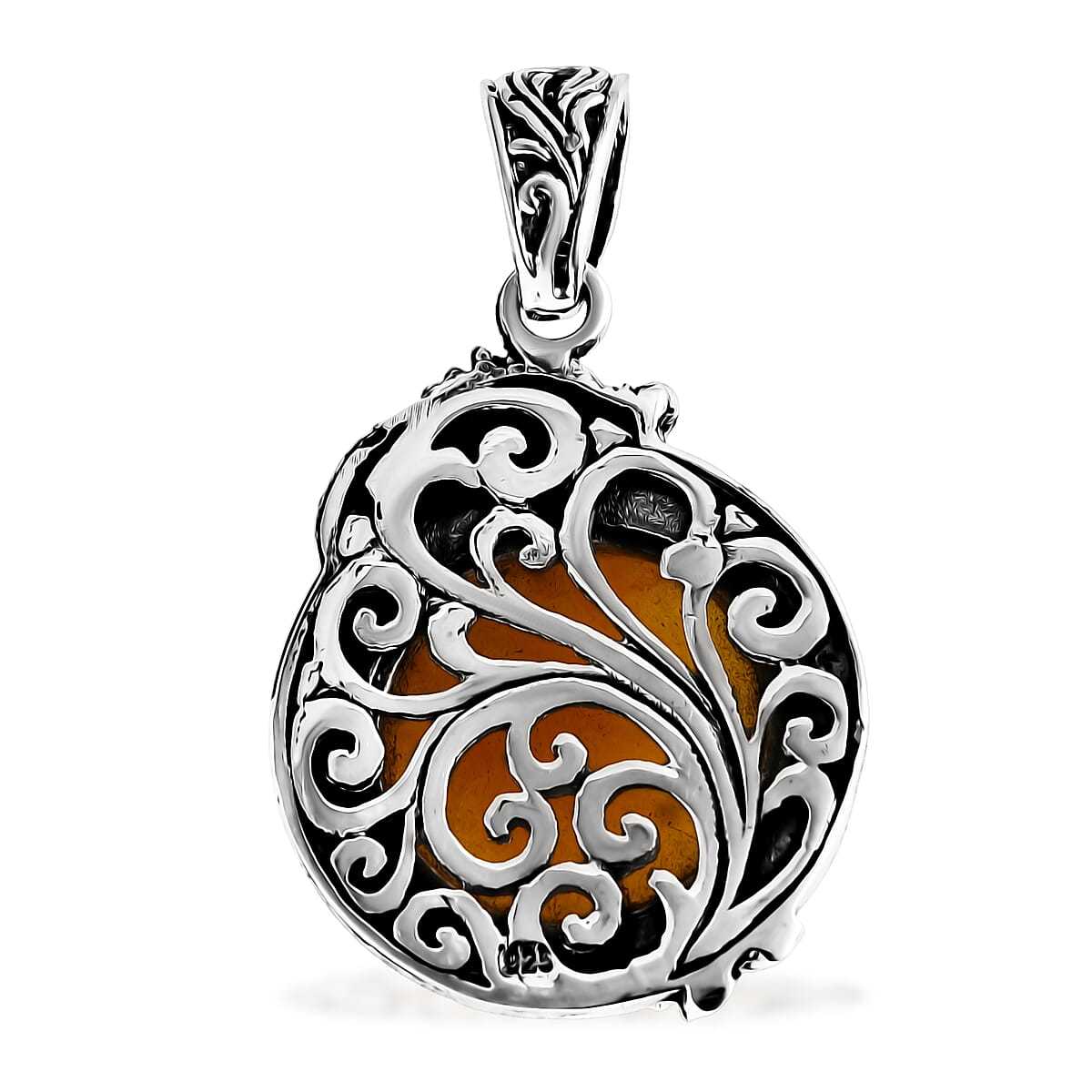 D'Joy Bali Legacy Yellow Jade (D) 17.90 ctw Dragon Pendant without Chain in Sterling Silver image number 4