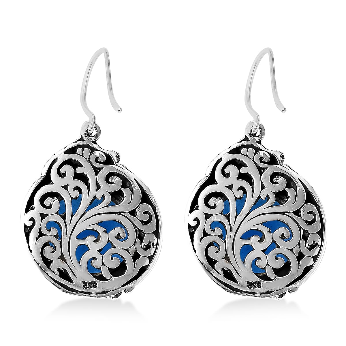 Bali Legacy Blue Jade (D) 25.00 ctw Dragon Earrings in Sterling Silver image number 3